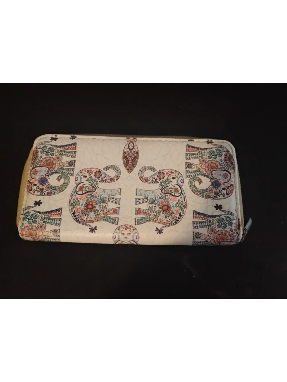 Bohemian Style Elephant Print Zip-Around Wallet